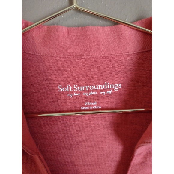 Soft Surroundings XS Womens Danielle Button Up Tunic Top Red 3/4 Sleeve - Picture 4 of 6